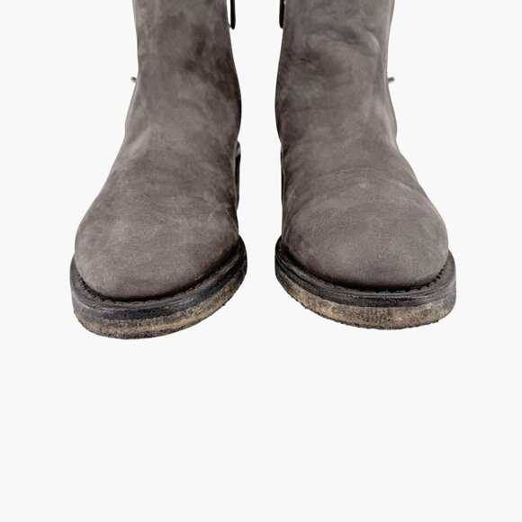 Chanel Turnlock CC Ankle Boots EU 39 US 8-8.5 Gray Suede Low Block Heel Bootie - Picture 5 of 15